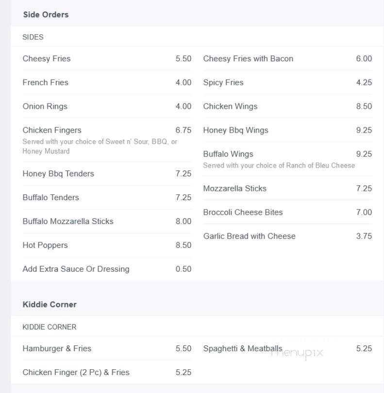 South Street Pizza - Plainville, MA menu_pic