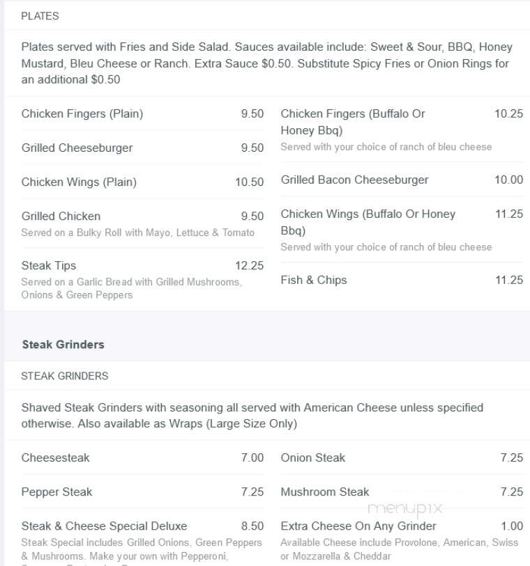 South Street Pizza - Plainville, MA menu_pic