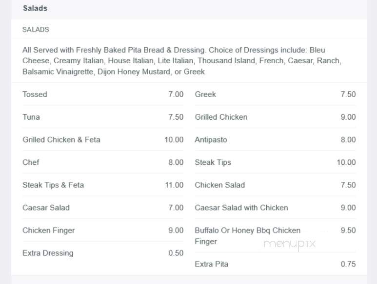 South Street Pizza - Plainville, MA menu_pic