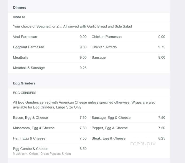 South Street Pizza - Plainville, MA menu_pic