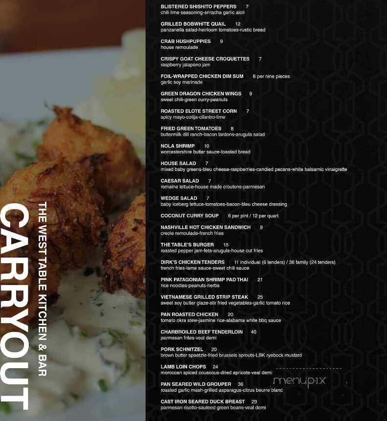 The West Table - Lubbock, TX menu_pic