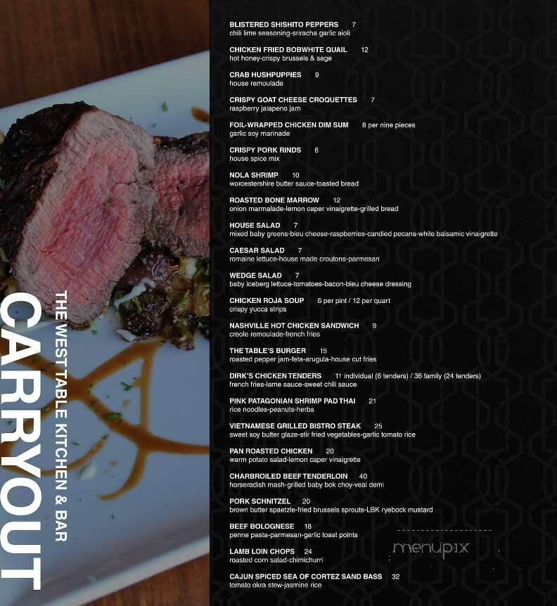The West Table - Lubbock, TX menu_pic