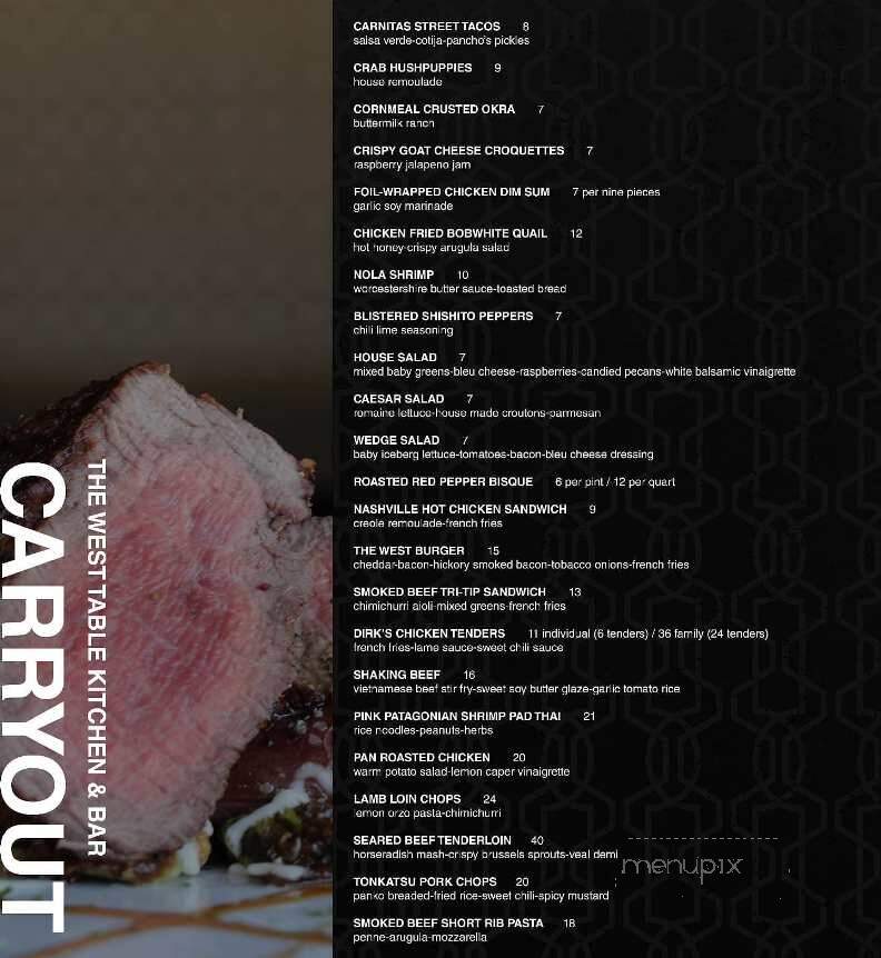 The West Table - Lubbock, TX menu_pic