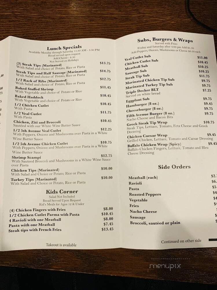 Tommy Floramo's Restaurant - Chelsea, MA menu_pic