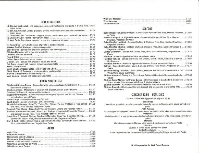Tommy Floramo's Restaurant - Chelsea, MA menu_pic
