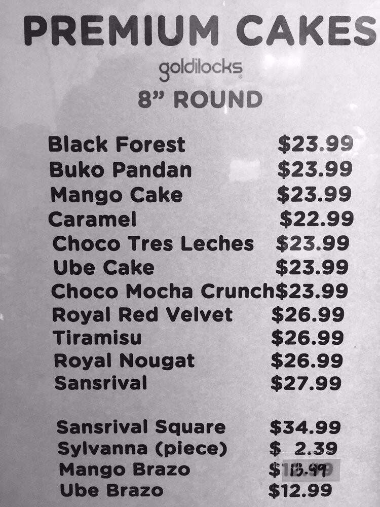 Goldilocks - Concord, CA menu_pic
