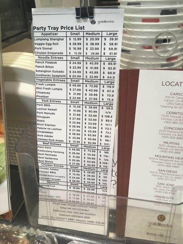 Goldilocks - Concord, CA menu_pic
