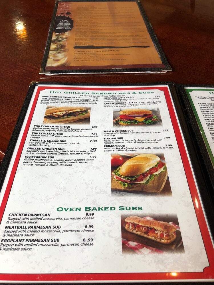 Primo's Italian Ristorante - Unicoi, TN menu_pic