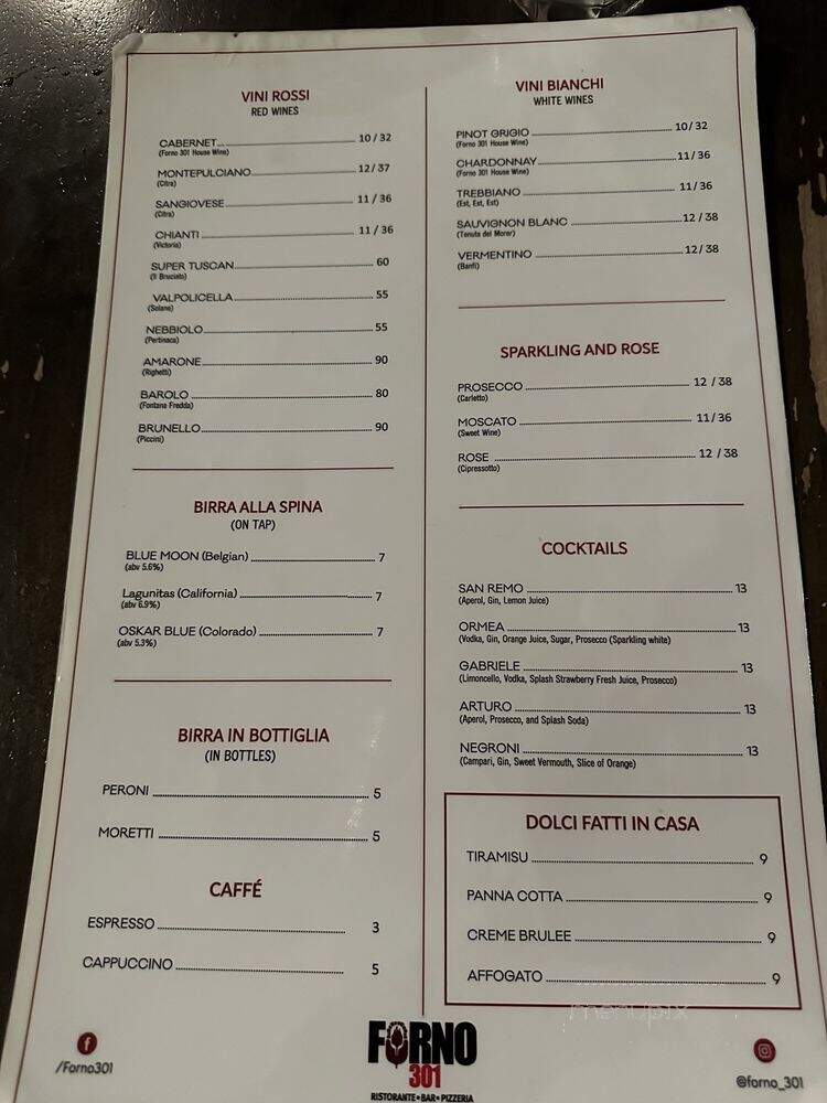 Forno 301 - Phoenix, AZ menu_pic