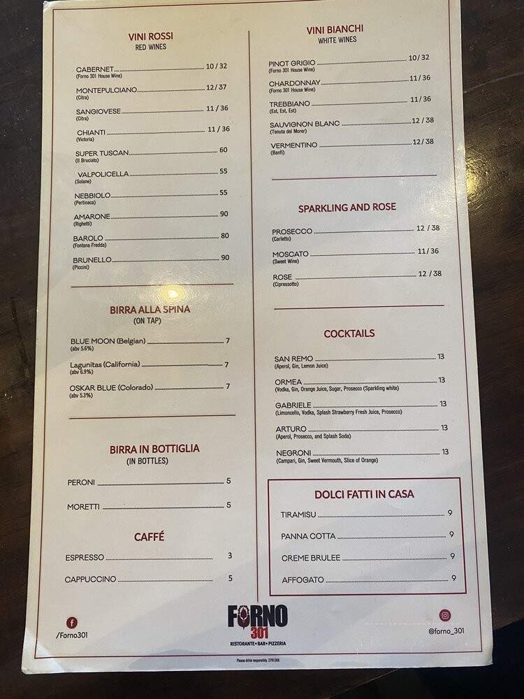 Forno 301 - Phoenix, AZ menu_pic