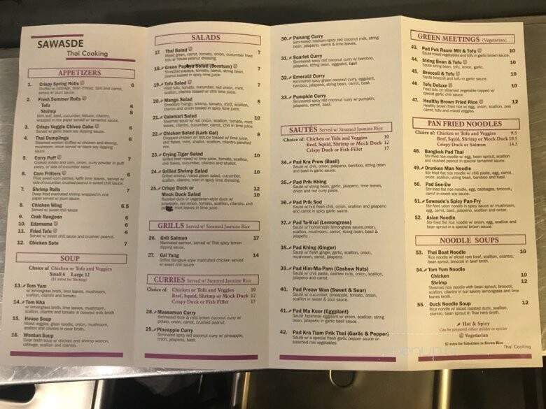 Sawasde Thai Cooking - Brooklyn, NY menu_pic
