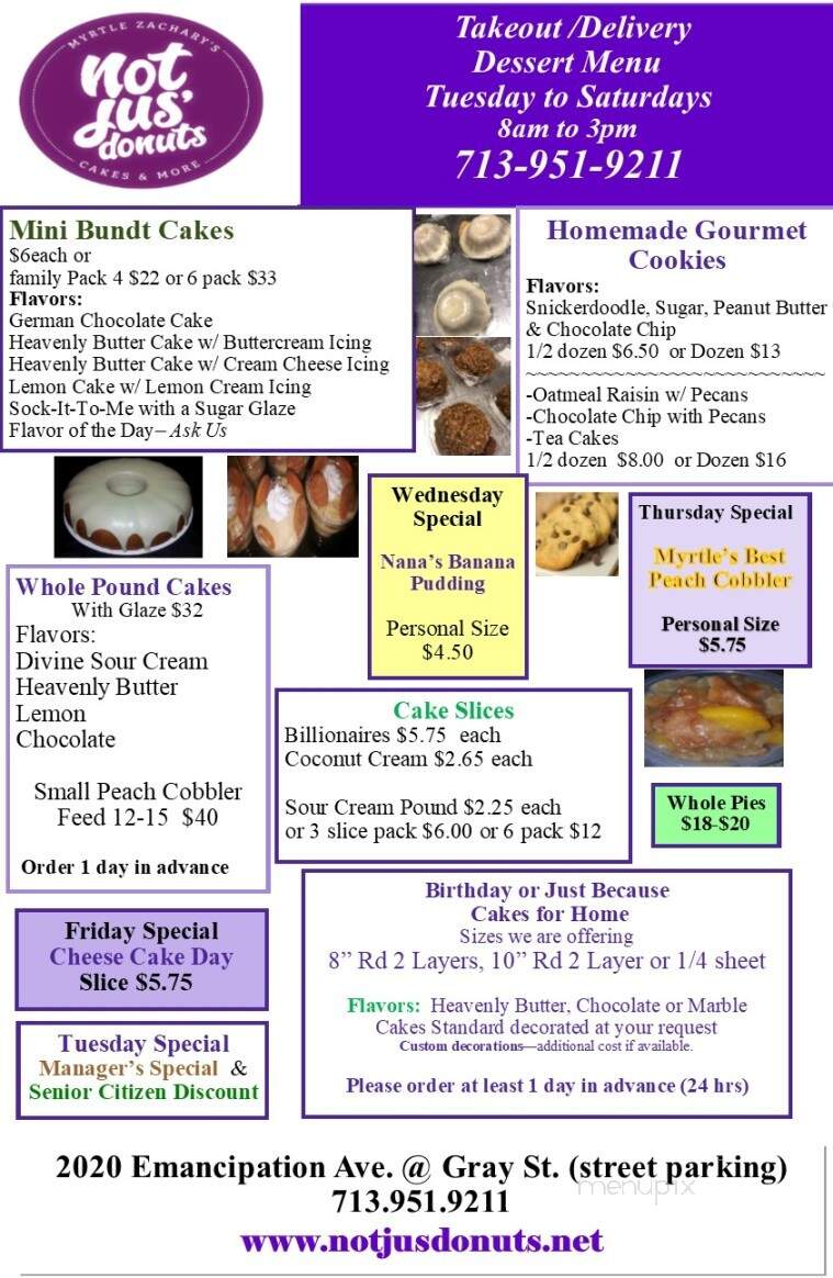 Not Jus' Donuts Bakery - Houston, TX menu_pic