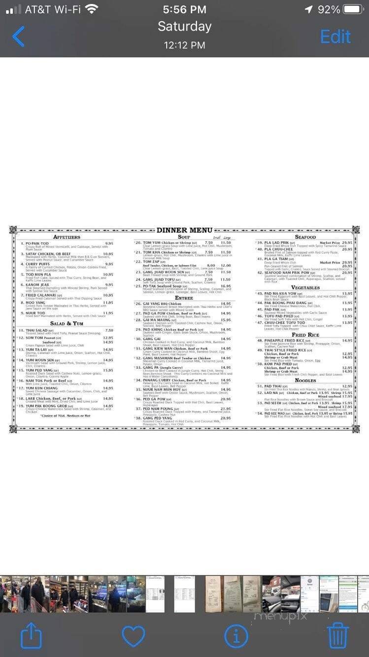 Boonsong Thai Cuisine - Bloomfield, NJ menu_pic