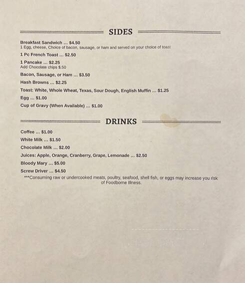 Riversend - Ontario, WI menu_pic