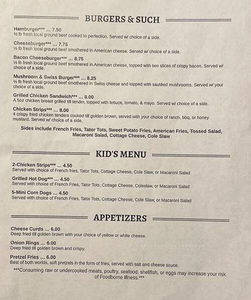 Riversend - Ontario, WI menu_pic