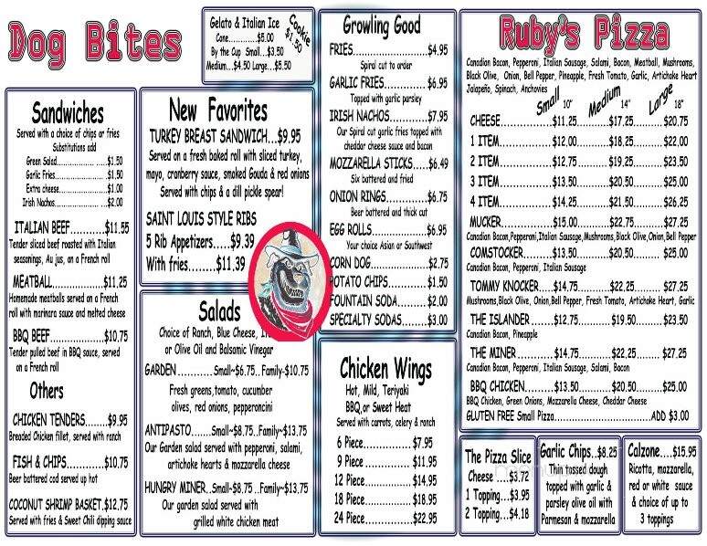 Ruby and Cora's Pizza @ Red Dog Saloon - Virginia City, NV menu_pic