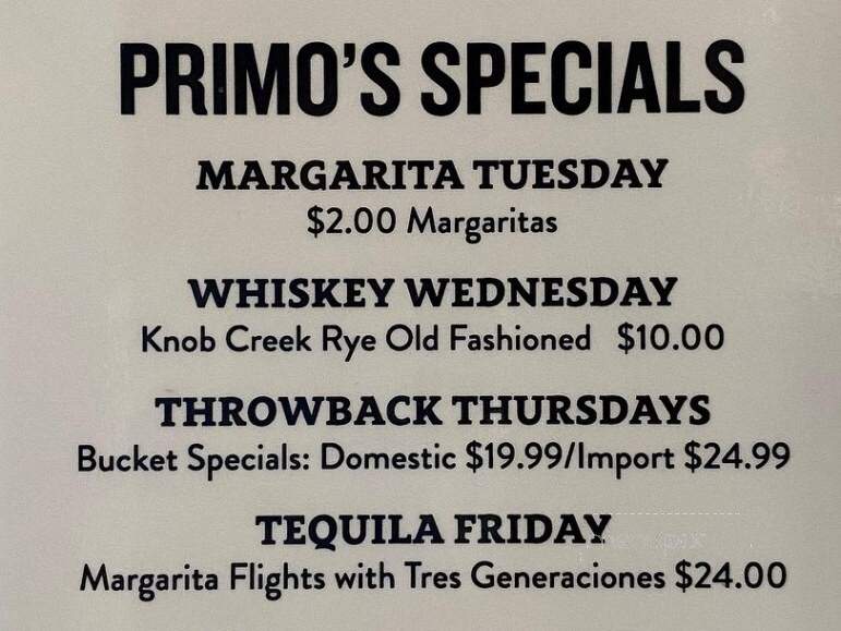 Primo's Tex-Mex Grille - Lake Ray Hubbard - Garland, TX menu_pic