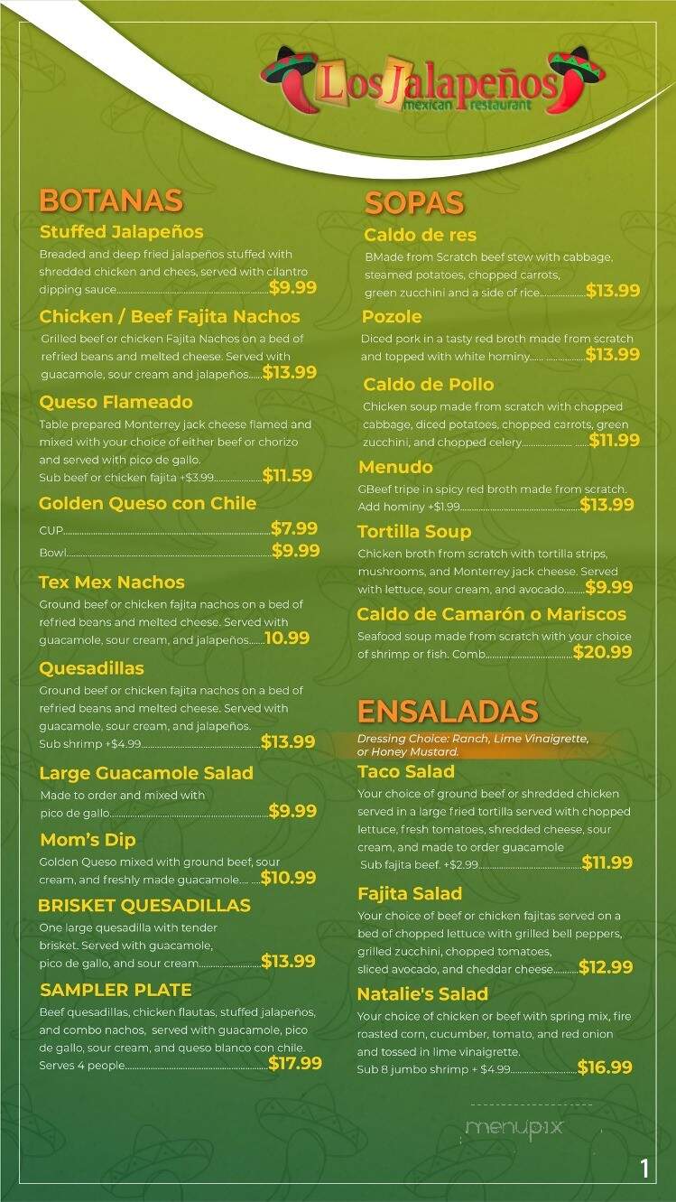 Los Jalapenos - Carrollton, TX menu_pic
