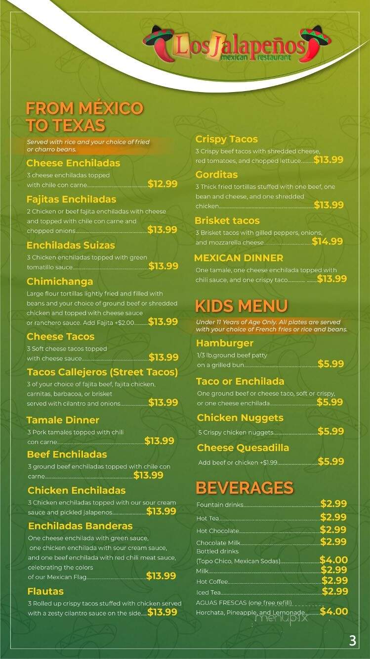 Los Jalapenos - Carrollton, TX menu_pic