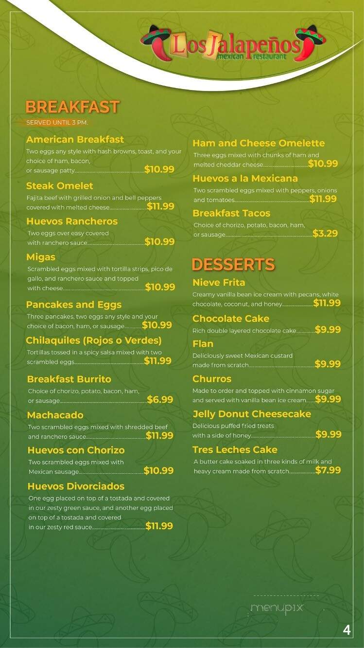 Los Jalapenos - Carrollton, TX menu_pic