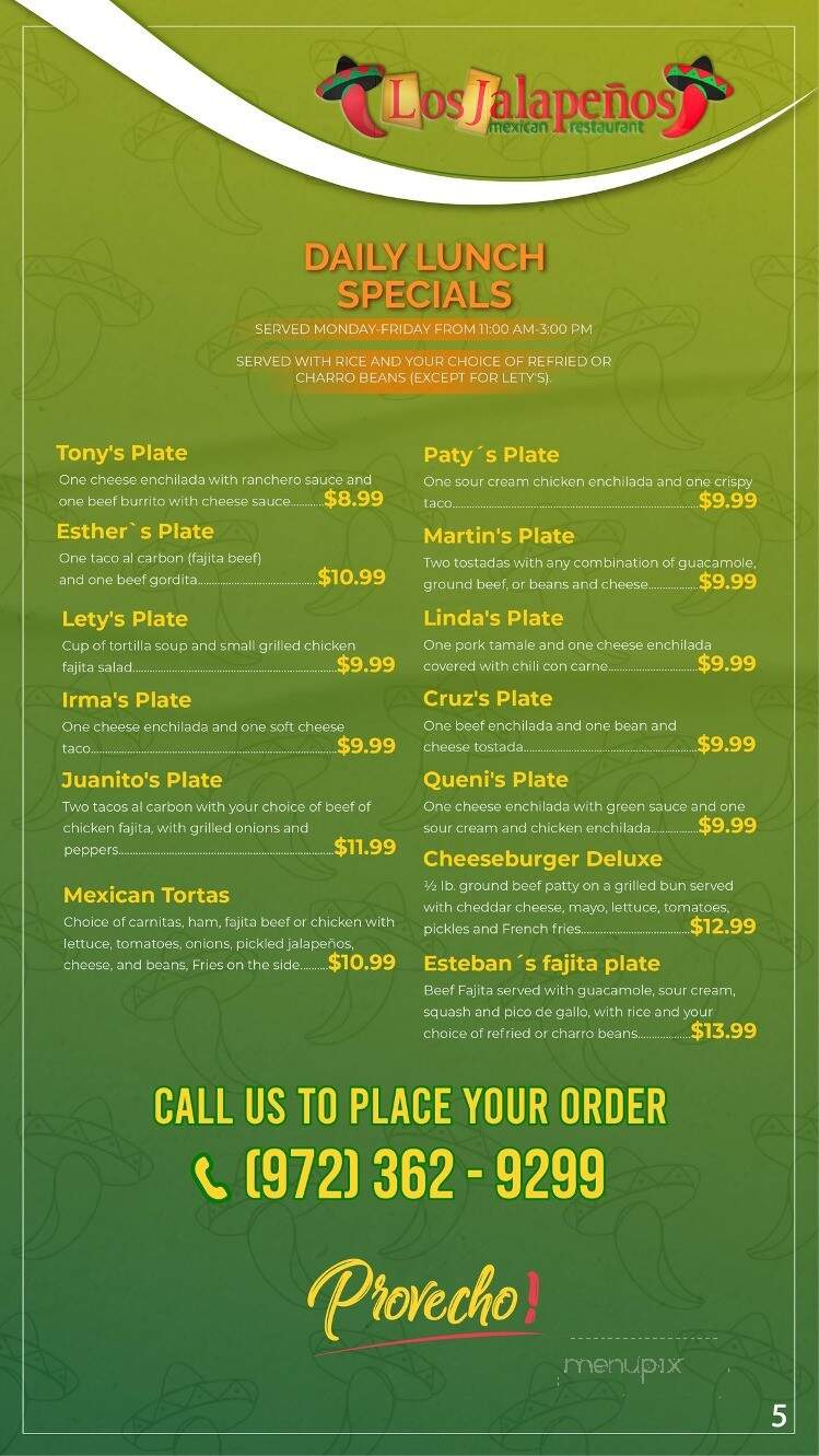 Los Jalapenos - Carrollton, TX menu_pic