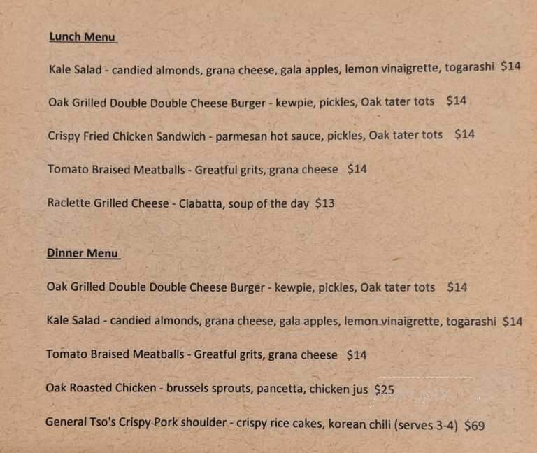 OAK at Fourteenth - Boulder, CO menu_pic