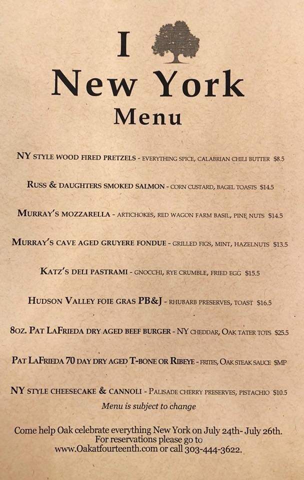 OAK at Fourteenth - Boulder, CO menu_pic