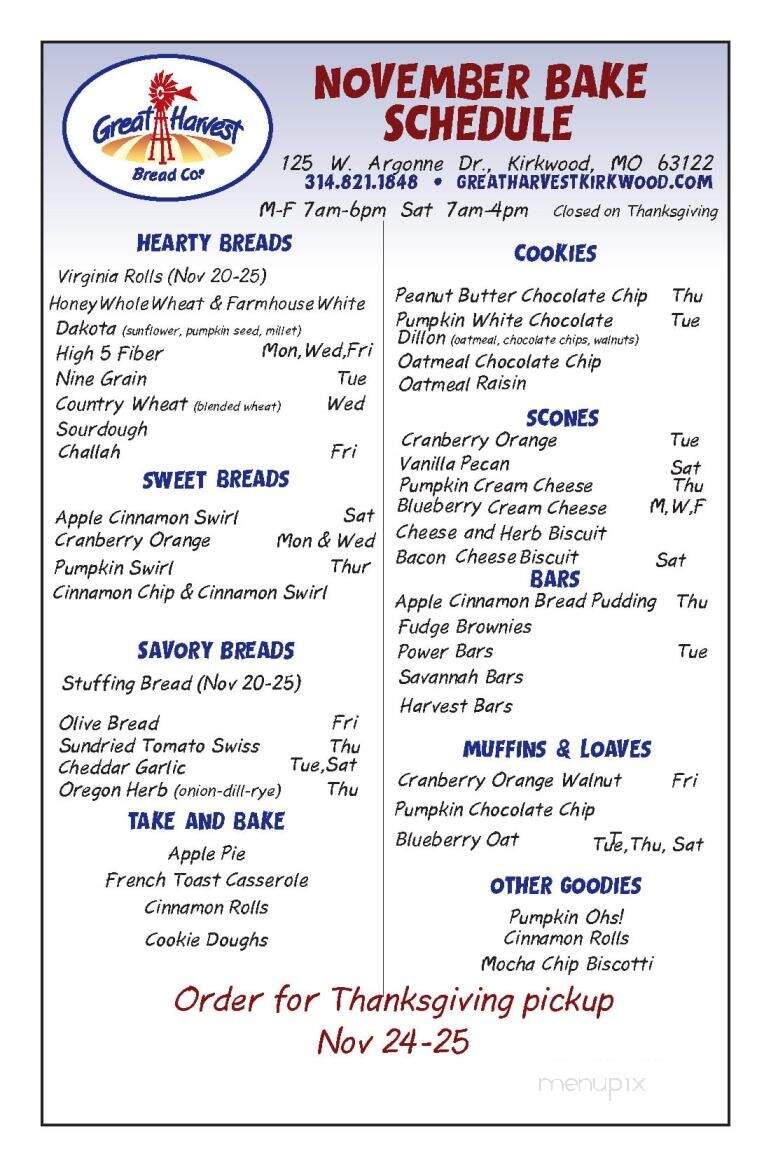 Great Harvest Bread Company Kirkwood - Kirkwood, MO menu_pic
