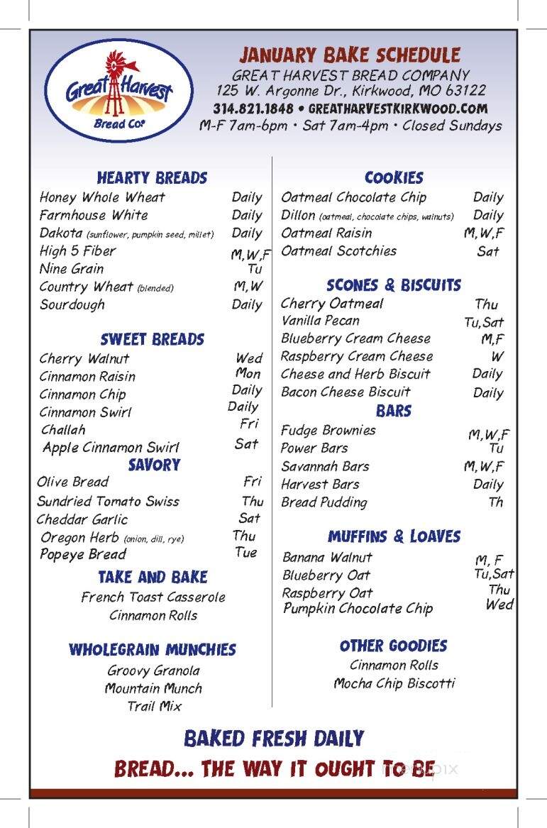 Great Harvest Bread Company Kirkwood - Kirkwood, MO menu_pic
