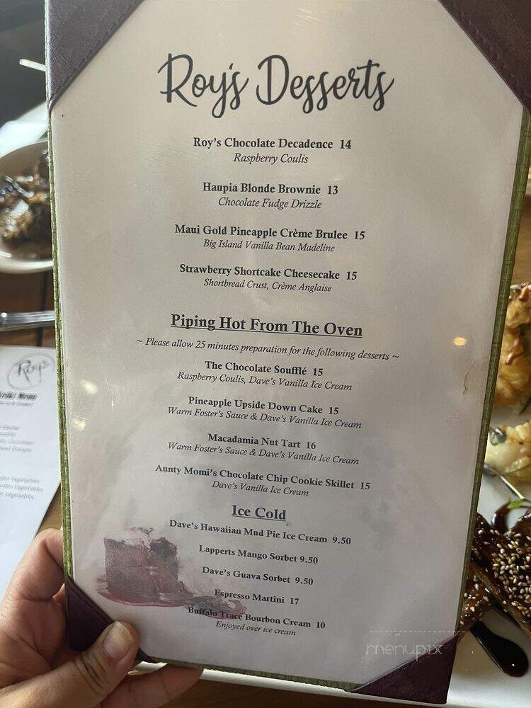 Roy's Restaurant - Kapolei, HI menu_pic