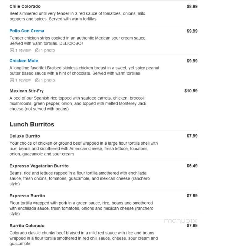 Las Margaritas - Gillette, WY menu_pic