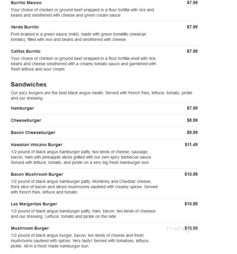 Las Margaritas - Gillette, WY menu_pic