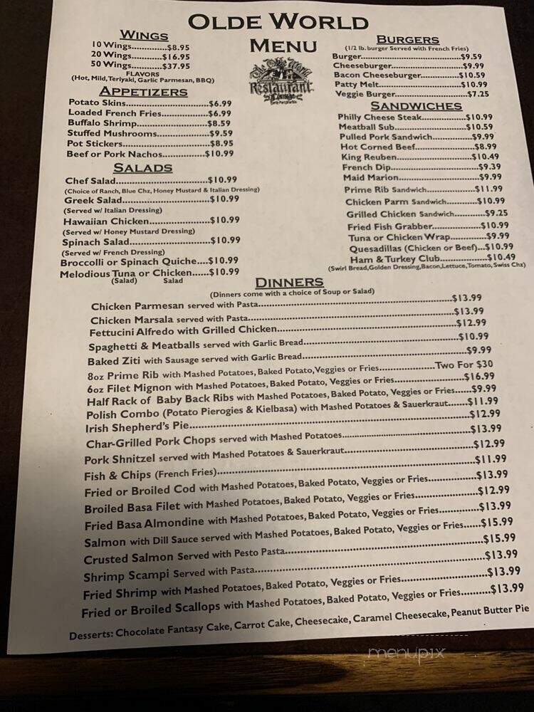 Olde World Restaurant - North Port, FL menu_pic