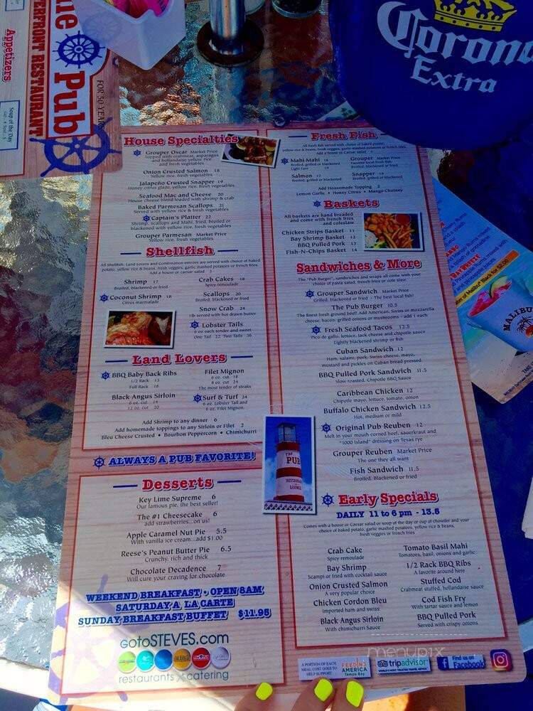 Pub Waterfront Restaurant - Indian Shores, FL menu_pic