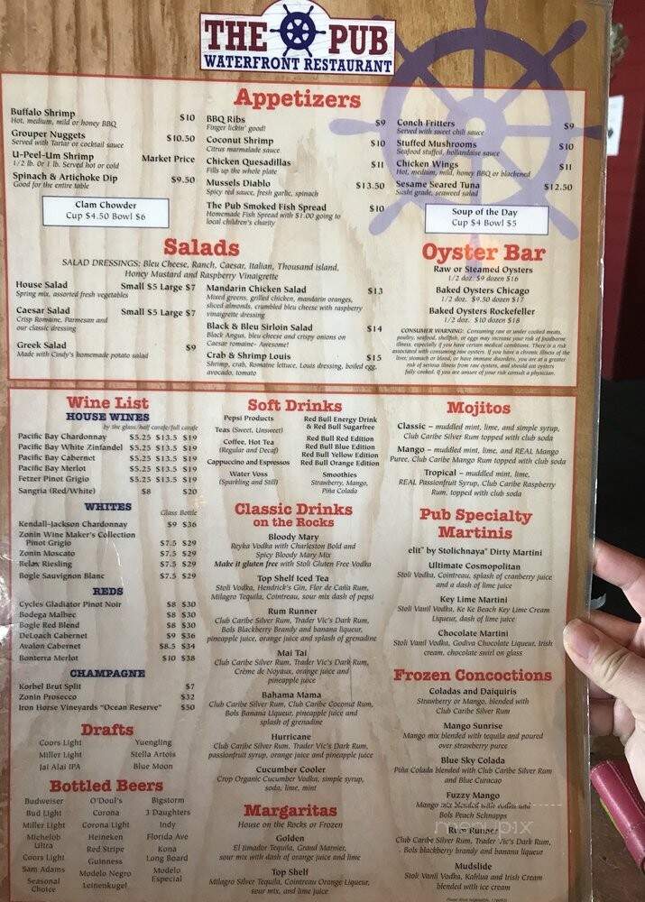Pub Waterfront Restaurant - Indian Shores, FL menu_pic
