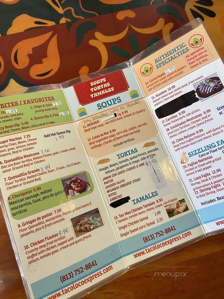 Taco Loco - Plant City, FL menu_pic