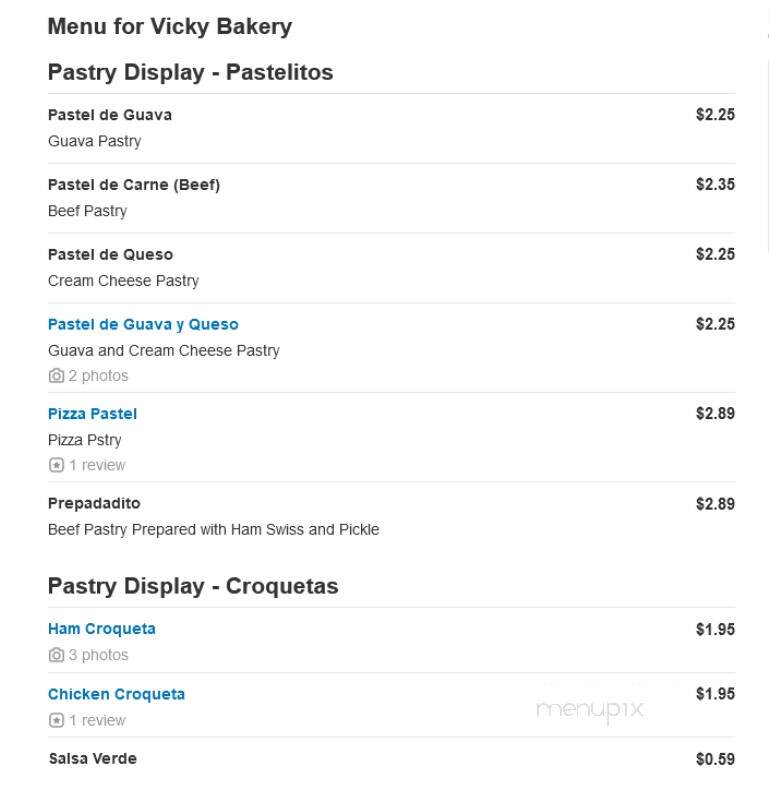 Vecky Bakery - Hollywood, FL menu_pic