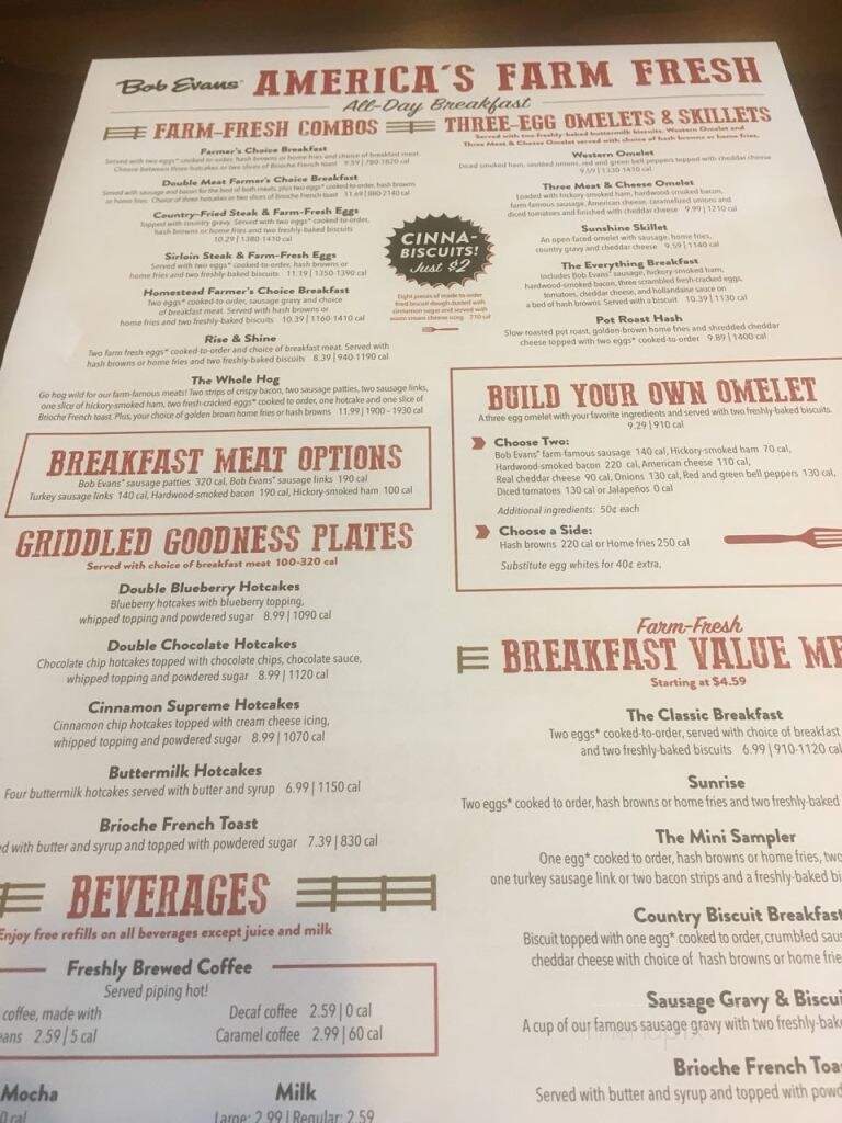 Bob Evans Restaurant - Coldwater, MI menu_pic