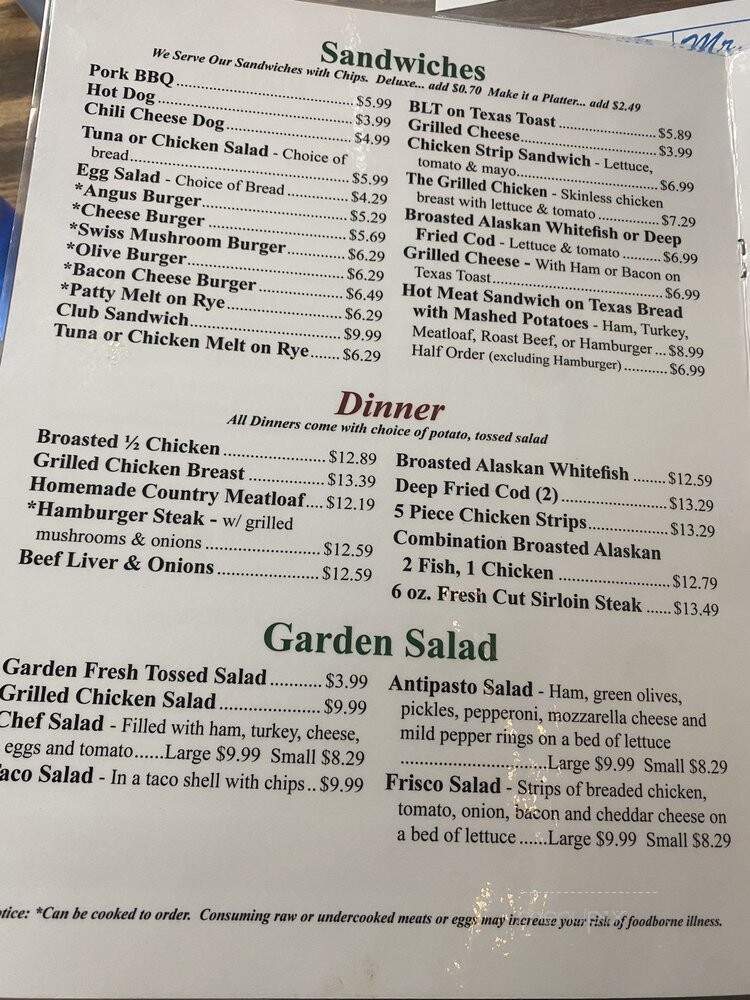North Country Cafe - Scottville, MI menu_pic
