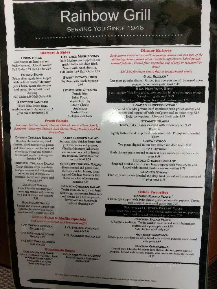 Rainbow Grill - Grandville, MI menu_pic
