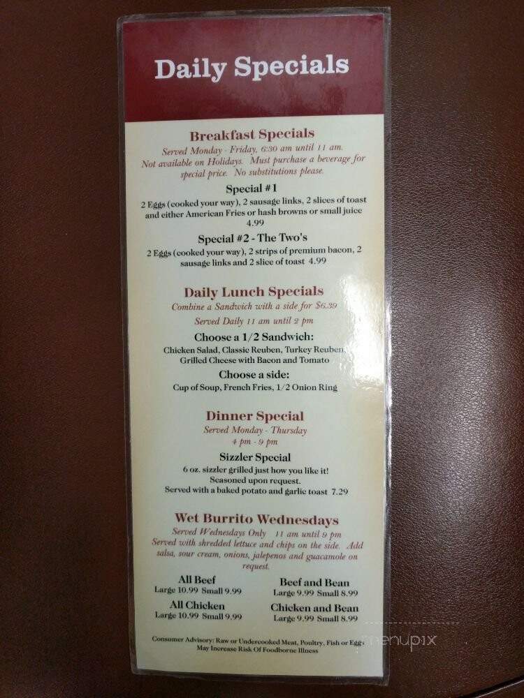 Rainbow Grill - Grandville, MI menu_pic