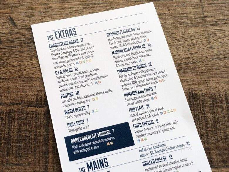 Granville Island Brewing Taproom - Vancouver, BC menu_pic