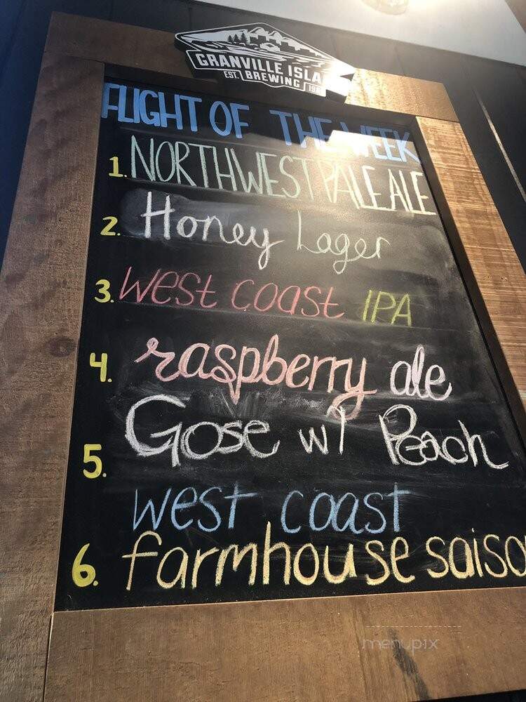 Granville Island Brewing Taproom - Vancouver, BC menu_pic