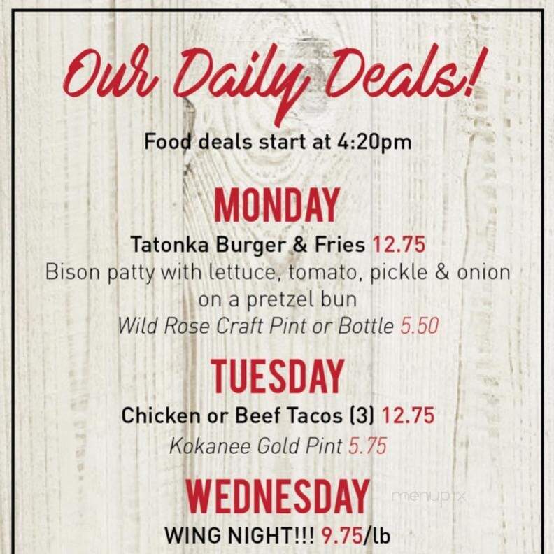 De'd Dog bargrill - Jasper, AB menu_pic