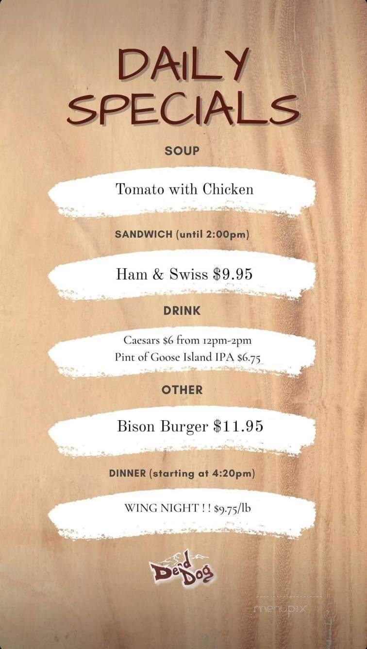 De'd Dog bargrill - Jasper, AB menu_pic
