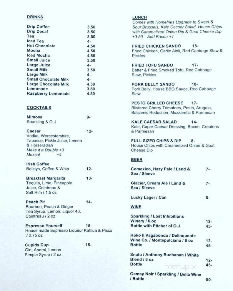 Michaels Off Main Breakfast Lunch & Cheesecake - Courtenay, BC menu_pic