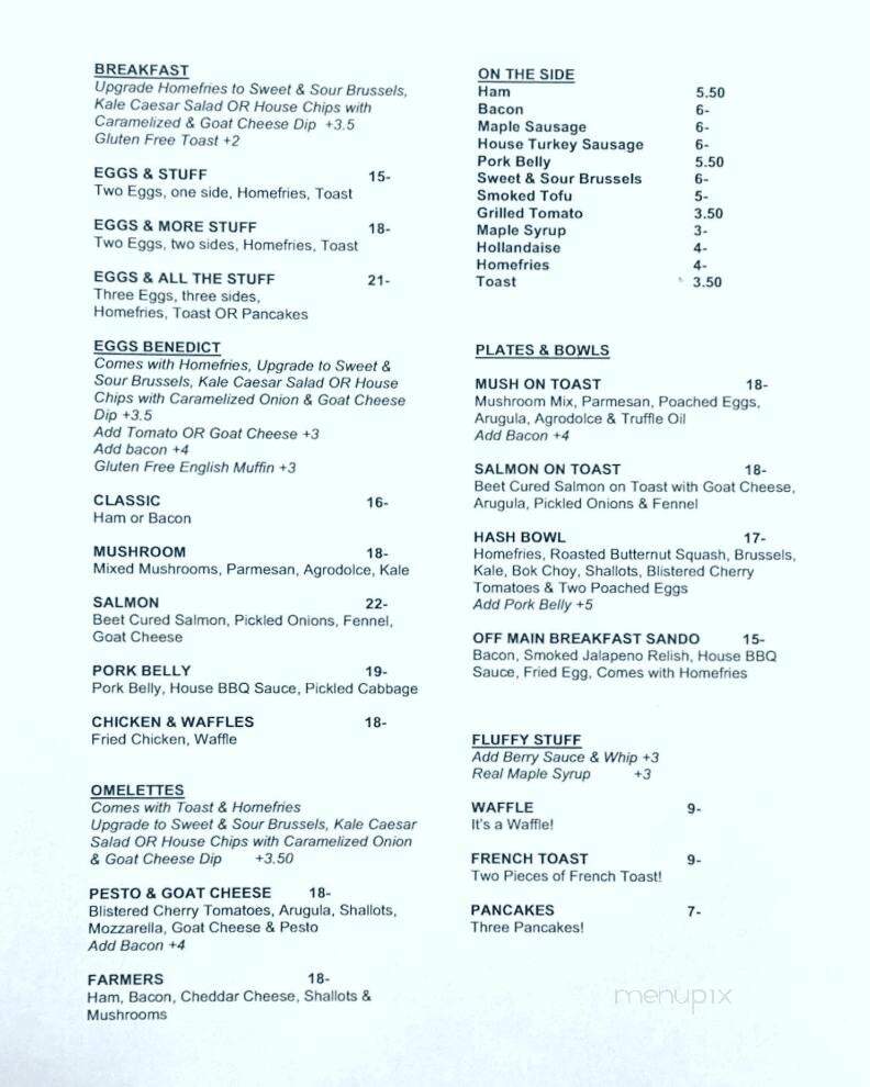 Michaels Off Main Breakfast Lunch & Cheesecake - Courtenay, BC menu_pic