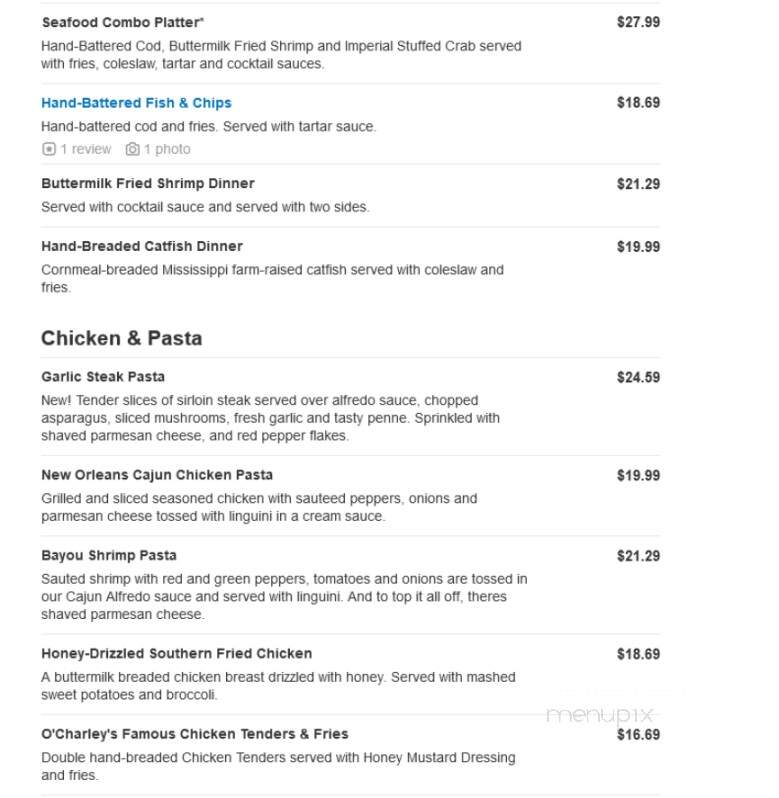 O'Charley's - Bowling Green, KY menu_pic