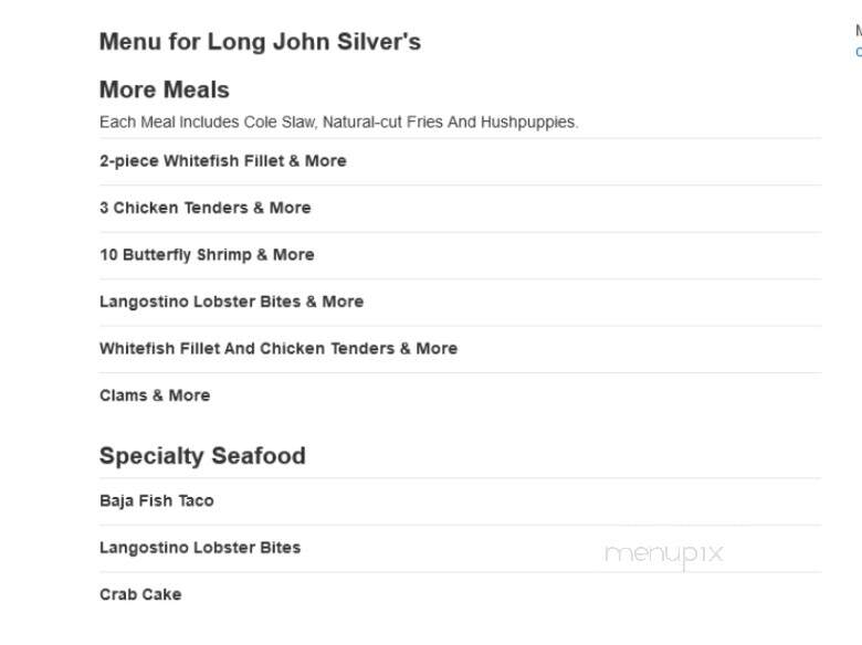 Long John Silver's - Paintsville, KY menu_pic