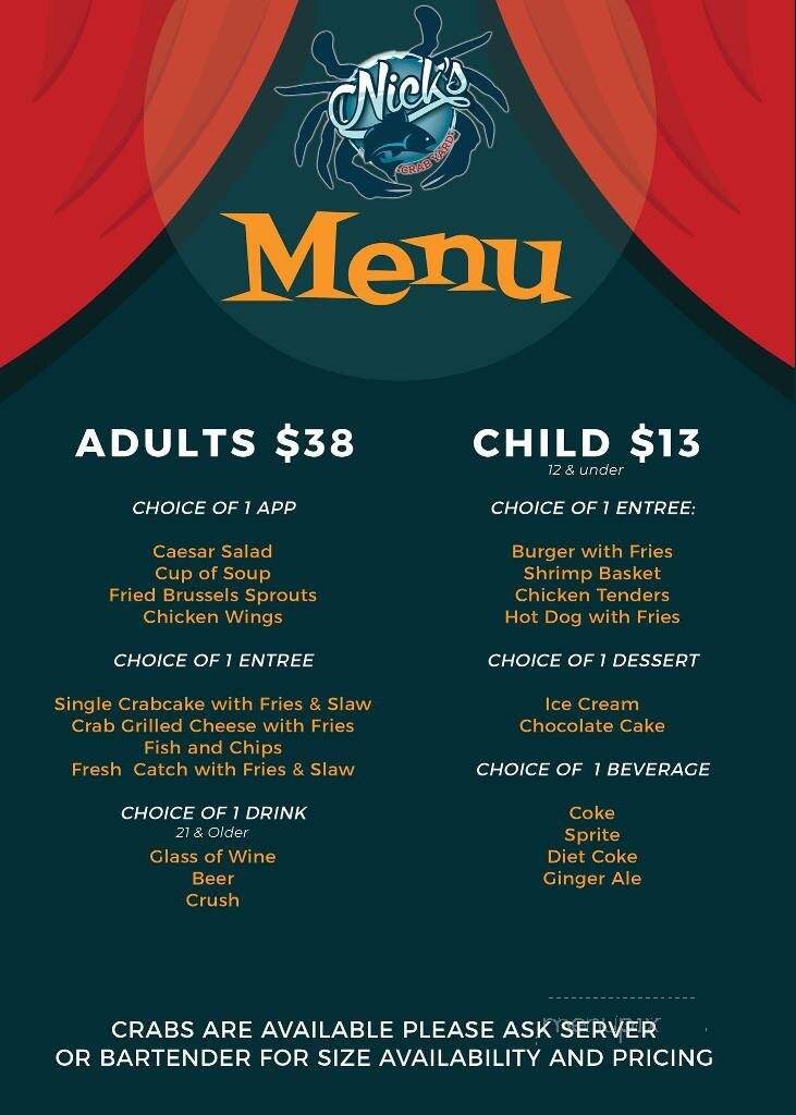 Nicks Fish House - Baltimore, MD menu_pic